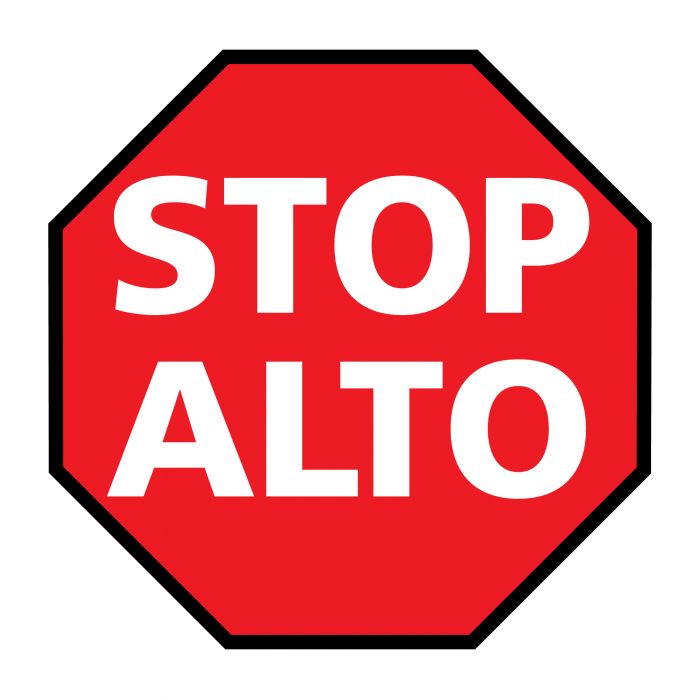 Standard Red Stop Sign in Spanish/English Floor Marking, 36" STOPALTOR36