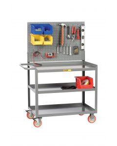 Little Giant Mobile Workstation with Pegboard or Louvered Panel and 3 Shelves 3MW24365TLPB