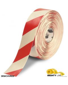 Mighty Line " White Tape with Red Chevrons - 100' Roll 3RWCHVRED