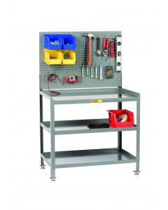 Little Giant Steel Workstation with Pegboard 3 Shelves 3SW2436LLPB