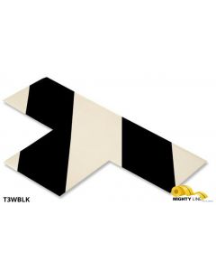 Mighty Line 3" Wide Solid WHITE T With Black Chevrons - Pack of 100 T3WBLK