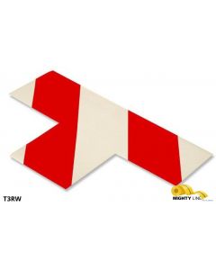 Mighty Line 3" Wide Solid WHITE T With Red Chevrons - Pack of 100 T3RW