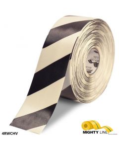 Mighty Line 4" White Tape with Black Chevrons - 100' Roll 4RWCHV