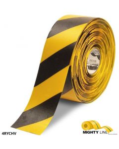 Mighty Line 4" Yellow Tape with Black Chevrons - 100' Roll 4RYCHV