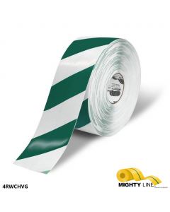 Mighty Line 4" White Tape with Green Chevrons - 100' Roll 4RWCHVG