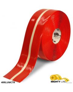 Mighty Line 4" Red MightyGlow with Luminescent Center Line - 100' Roll 4RRLUM
