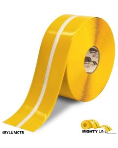 Mighty Line 4" Yellow MightyGlow with Luminescent Center Line - 100' Roll 4RYLUMCTR