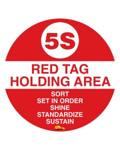 5S Red Tag Holding Mighty Line Floor Sign, Industrial Strength, 36" Wide 5SRedTagHolding36