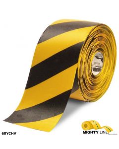 Mighty Line 6" Yellow Tape with Black Chevrons - 100' Roll 6RYCHV