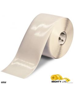 Mighty Line 6" WHITE Solid Color Tape - 100' Roll 6RW