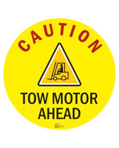 Caution Tow Motor Ahead, Mighty Line Floor Sign, Industrial Strength, 24" Wide CTMA24