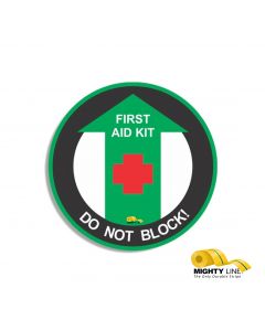 First Aid Kit Do Not Block, Mighty Line Floor Sign, Industrial Strength, 24" Wide FADNB24