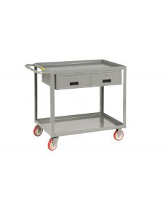 Little Giant Welded Service Carts With 2 Storage Drawers LGL2436BK2DR