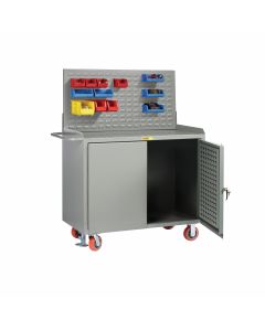 Little Giant Mobile Bench Cabinets with Pegboard or Louvered Panel Doors With Pegboard or Louvered Top Panel MBLPDFLLP