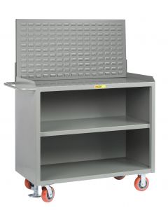 Little Giant Heavy-Duty Mobile Bench Cabinets With Pegboard Panel and Available in Powder Coated Steel MB32448FLLP