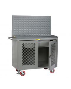 Little Giant Mobile Bench Cabinets With Louvered Panel and Powder Coated Steel MBP2DHDFLLP