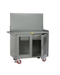 Little Giant Mobile Bench Cabinets With Pegboard Panel and Powder Coated Steel MBP2DHDFLPB