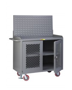Little Giant Mobile Bench Cabinets With Full Center Shelf and Powder Coated Steel MBP32DFLLP