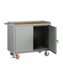 Little Giant Mobile Bench Cabinets with Pegboard or Louvered Panel Doors and Available in 1/4" Hardboard MH2448LPDFL