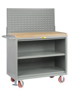 Little Giant Heavy-Duty Mobile Bench Cabinets With Pegboard Panel and Available in 1-3/4" Butcher Block MJ32448FLLP