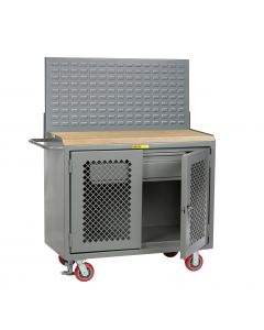 Little Giant Mobile Bench Cabinets With Louvered Panel and 1-3/4" Butcher Block MJP2DHDFLLP