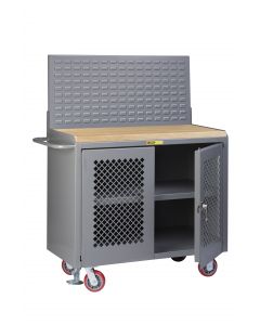 Little Giant Mobile Bench Cabinets With Full Center Shelf and 1-3/4" Butcher Block MJP32DFLLP