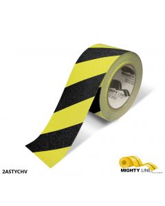 Mighty Line 2" Yellow With Black Chevrons Anti-Slip Floor Tape - 60' Roll 2ASTYCHV