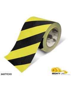 Mighty Line 6" Yellow With Black Chevrons Anti-Slip Floor Tape - 60' Roll 6ASTYCHV
