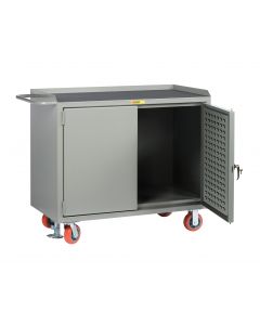 Little Giant Mobile Bench Cabinets with Pegboard or Louvered Panel Doors and Available in Non-Slip Vinyl MM2448LPDFL