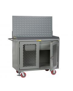 Little Giant Mobile Bench Cabinets With Louvered Panel and Non-Slip Vinyl MMP2DHDFLLP