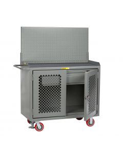 Little Giant Mobile Bench Cabinets With Pegboard Panel and Non-Slip Vinyl MMP2DHDFLPB