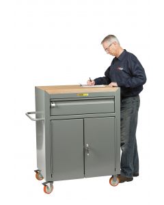 Little Giant Mobile Bench Cabinet with Heavy-Duty Drawer and 1-3/4" Butcher Block MTCJ2436TL