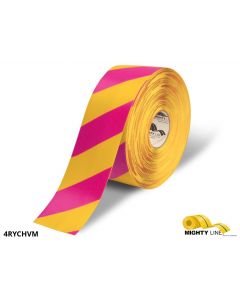 Mighty Line 4" Yellow Tape with Magenta Chevrons - 100' Roll 4RYCHVM
