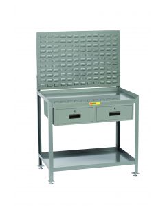 Little Giant Steel Workstation With 2 Locking Storage Drawers and Louvered Panel SW2436LLLP2DR