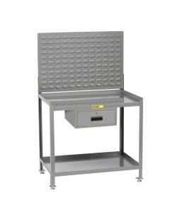 Little Giant Steel Workstation With Locking Storage Drawers and Louvered Panel SW2436LLLPDR