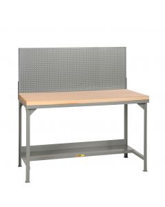 Little Giant Welded Steel Workbenches with Butcher Block Top and Pegboard Panel WSJ2306036PB