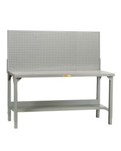 Little Giant Welded Steel Adjustable Height Workbench With Lower Shelf and Pegboard Panel WST23060AHPB
