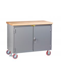 Little Giant Work Center Cabinet with Butcher Block Top and Mobile Models WTC2D24362R6PFL