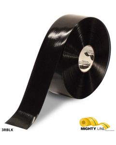 Mighty Line 3" BLACK Solid Color Tape - 100' Roll 3RBLK