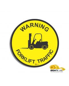 Warning Fork Lift Traffic, Mighty Line Floor Sign, Industrial Strength, 12" Wide WFLT12