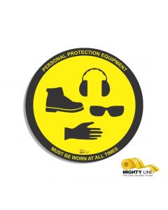PPE Required, Mighty Line Floor Sign, Industrial Strength, 12" Wide PPEML12