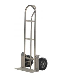 Stainless Steel "P" Handle Hand Trucks - Solid Rubber Wheel - 22" x 19" x 52"