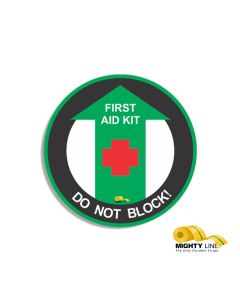 First Aid Kit Do Not Block, Mighty Line Floor Sign, Industrial Strength, 36" Wide FADNB36