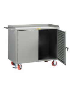 Little Giant Mobile Bench Cabinets with Pegboard or Louvered Panel Doors and Available in Powder Coated Steel MB2448LPDFL