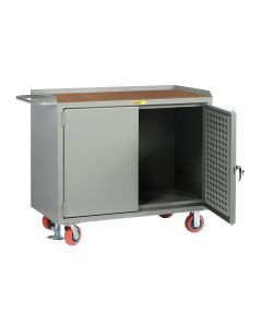 Little Giant Mobile Bench Cabinets with Pegboard or Louvered Panel Doors and Available in 1/4" Hardboard MH2448LPDFL