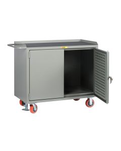 Little Giant Mobile Bench Cabinets with Pegboard or Louvered Panel Doors and Available in Non-Slip Vinyl MM2448LPDFL
