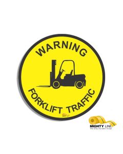 Warning Fork Lift Traffic, Mighty Line Floor Sign, Industrial Strength, 16" Wide WFLT16