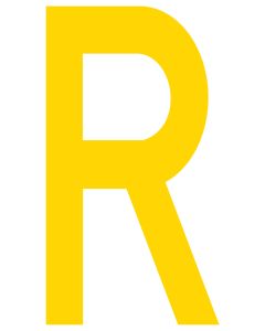 Mighty Line R Letter Floor Marker Adhesive, 4.5"x10" size, pack of 10 LMYR