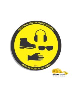 PPE Required, Mighty Line Floor Sign, Industrial Strength, 24" Wide PPEML24