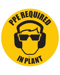 PPE Required in Plant, Mighty Line Floor Sign, Industrial Strength, 24" Wide PPEREQPLANT24
